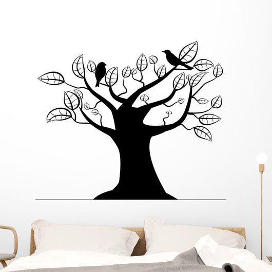 Silhouette Tree with Birds