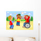 Two Children Playing Volleyball Wall Mural