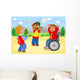 Two Children Playing Volleyball Wall Mural