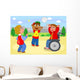 Two Children Playing Volleyball Wall Mural