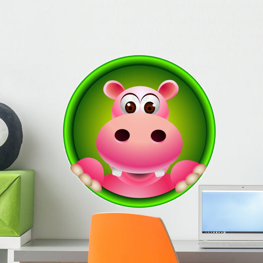 Cute Hippo Head Wall Decal