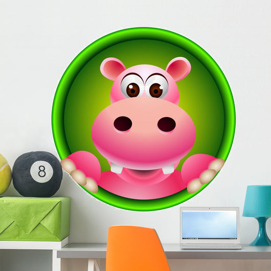 Cute Hippo Head Wall Decal