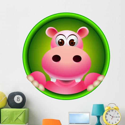 Cute Hippo Head Wall Decal