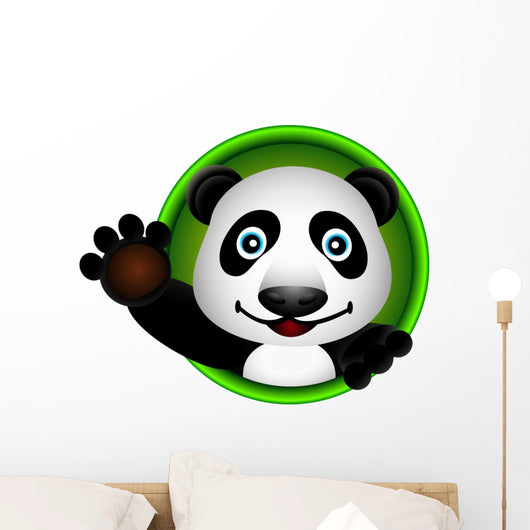 cute panda head cartoon Wall Decal