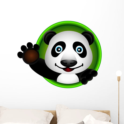 cute panda head cartoon Wall Decal