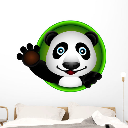 cute panda head cartoon Wall Decal