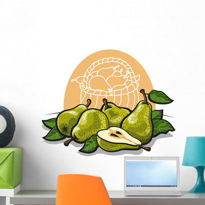 Ripe Pears Wall Decal shown on a wall