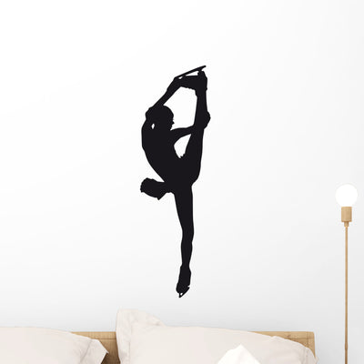 Figure Skater Silhouette White Wall Mural shown on a wall