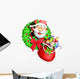 Cartoon Christmas Santa Wreath Wall Decal