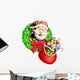 Cartoon Christmas Santa Wreath Wall Decal
