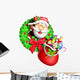 Cartoon Christmas Santa Wreath Wall Decal