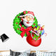 Cartoon Christmas Santa Wreath Wall Decal
