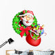 Cartoon Christmas Santa Wreath Wall Decal
