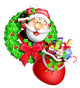 Cartoon Christmas Santa Wreath Wall Decal
