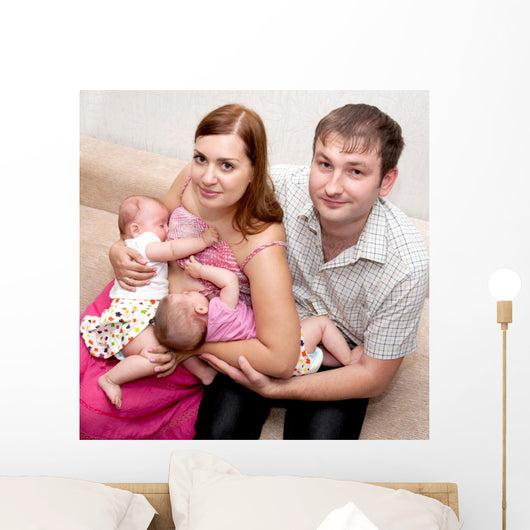 Breast Feeding Two Little Wall Mural