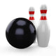 3D black bowling ball and pin isolated on white background Wall Decal