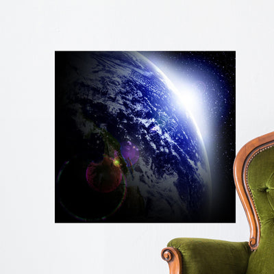 Earth Space Wall Mural shown on a wall