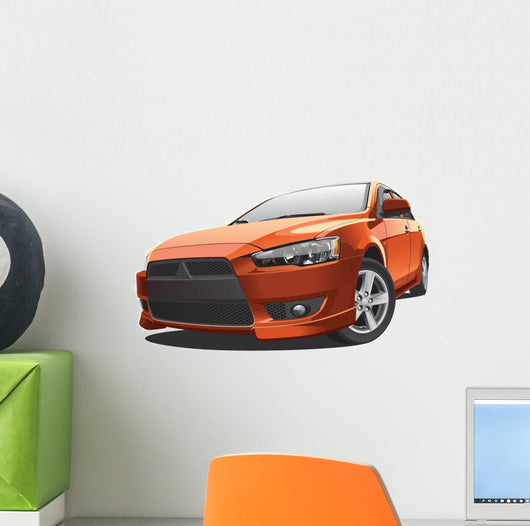Orange Sport Car Wall Decal