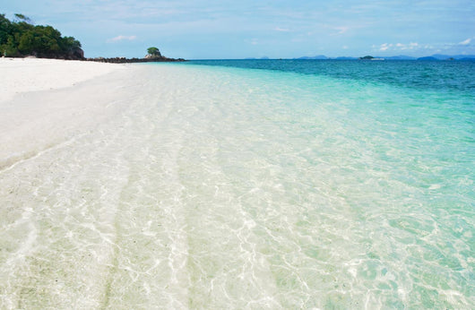 Deserted tropical beach with blue sky Wall Mural