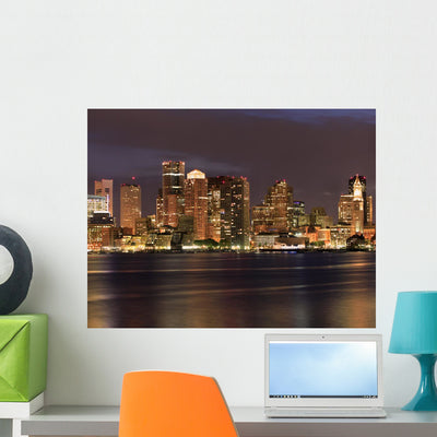 Boston Skyline and Inner Wall Mural shown on a wall