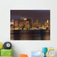 Boston Skyline and Inner Harbor at Night Wall Mural