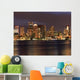 Boston Skyline and Inner Harbor at Night Wall Mural
