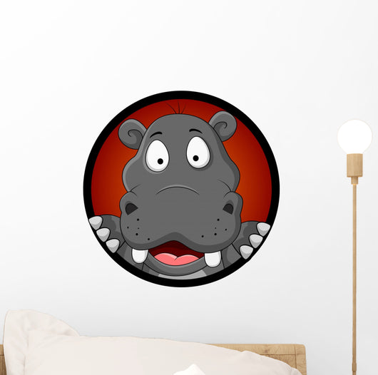 Cute Hippopotamus Head Wall Decal