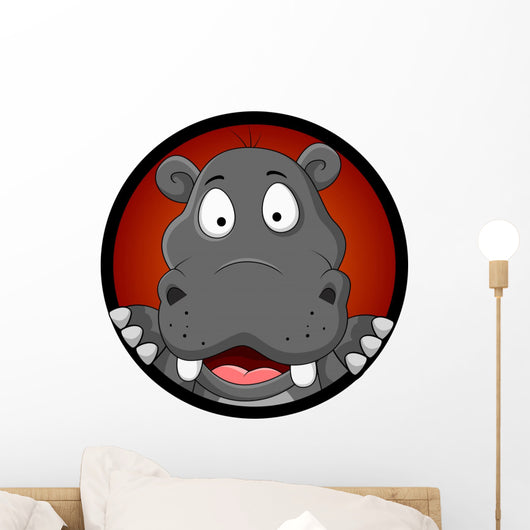 Cute Hippopotamus Head Wall Decal
