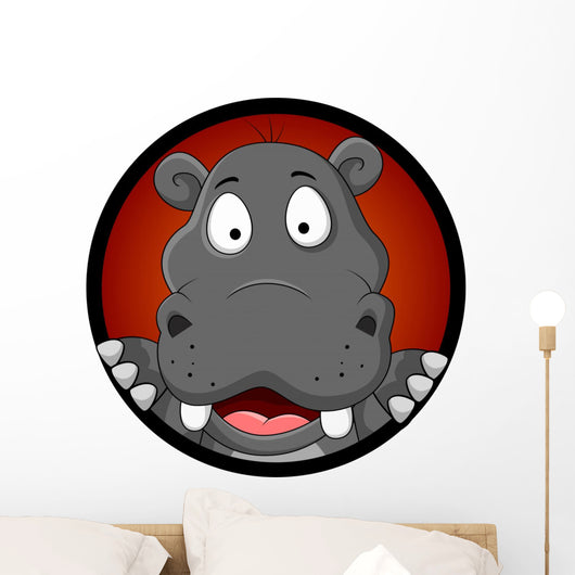 Cute Hippopotamus Head Wall Decal