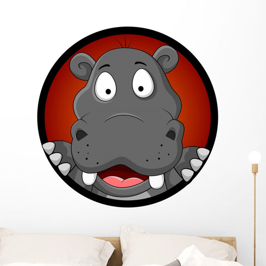 Cute Hippopotamus Head Wall Decal