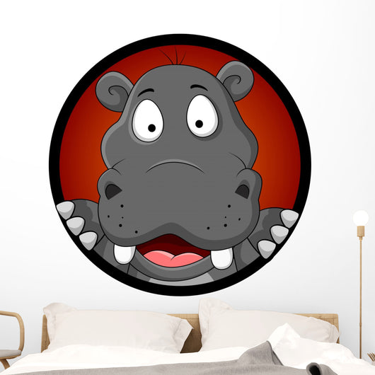 Cute Hippopotamus Head Wall Decal