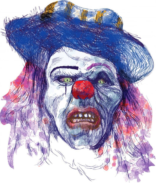 Scary Clown Drawing White Wall Decal