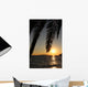 Palm Leafs and Sea Wall Mural