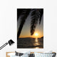 Palm leafs and sea in the evening, sunset Wall Mural