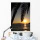 Palm leafs and sea in the evening, sunset Wall Mural