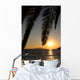 Palm leafs and sea in the evening, sunset Wall Mural