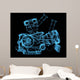 Vehicle motor (3D xray blue transparent) Wall Mural