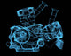 Vehicle motor (3D xray blue transparent) Wall Mural