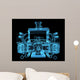 Vehicle motor (3D xray blue transparent) Wall Mural