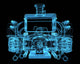 Vehicle motor (3D xray blue transparent) Wall Mural