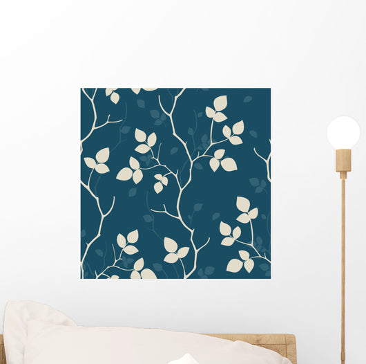 Wallpaper with Leaves Seamless Wall Decal