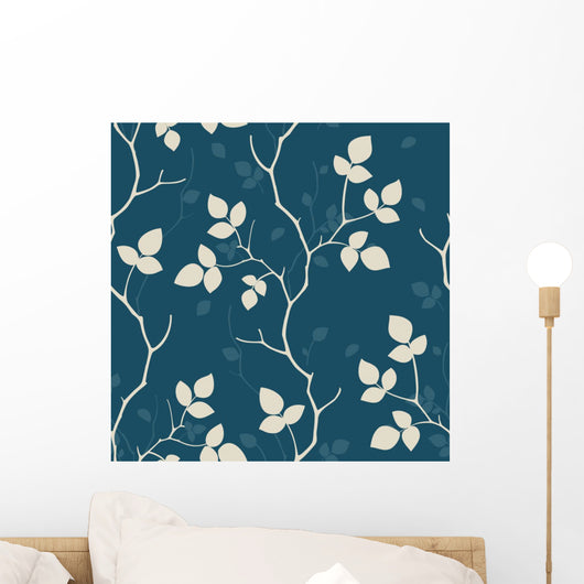 Wallpaper with Leaves Seamless Wall Decal