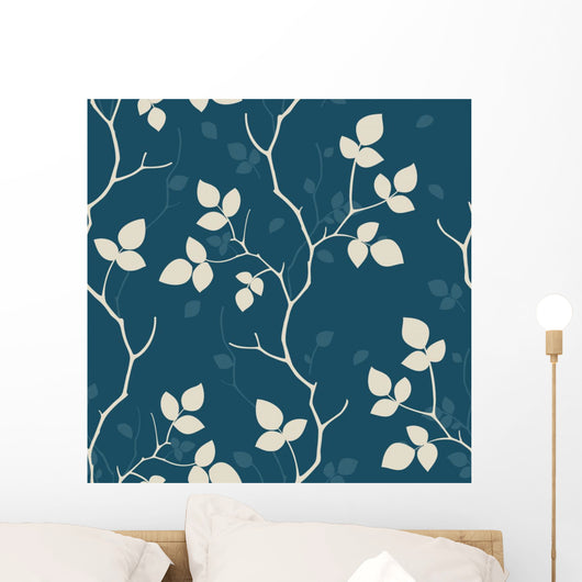 Wallpaper with Leaves Seamless Wall Decal