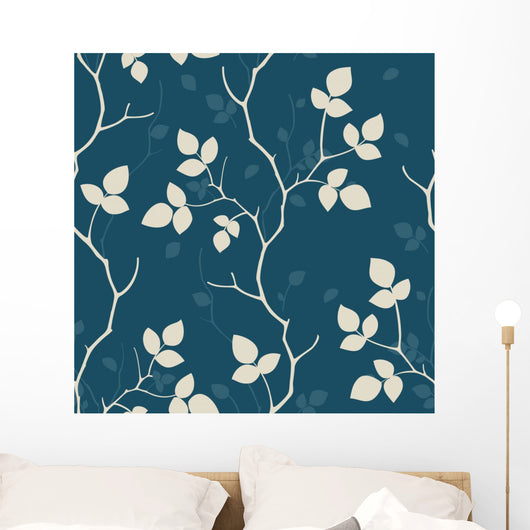Wallpaper with Leaves Seamless Wall Decal