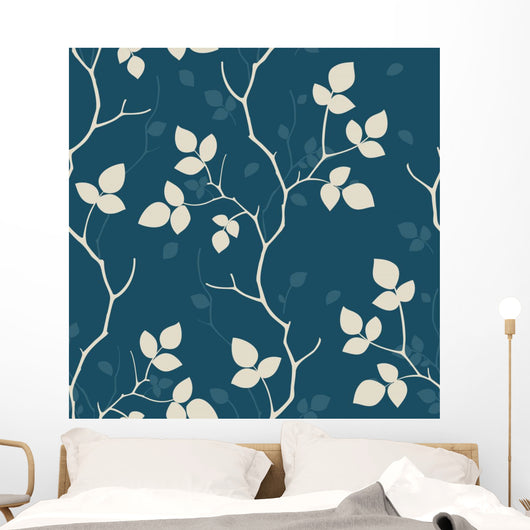 Wallpaper with Leaves Seamless Wall Decal