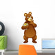 Illustration Bear Eating Honey Wall Mural