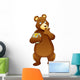 Illustration Bear Eating Honey Wall Mural