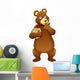 Illustration Bear Eating Honey Wall Mural