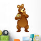 Illustration Bear Eating Honey Wall Mural