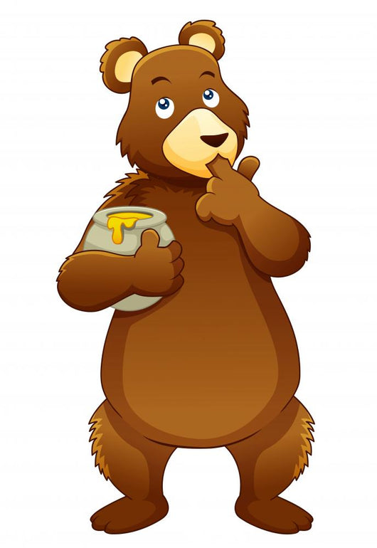Illustration Bear Eating Honey Wall Mural